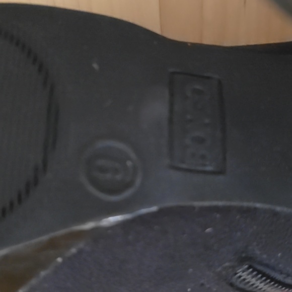 BONGO Black Suede/Gold Beaded High Heel Platform Booties Back Zipper Size 9 - Picture 9 of 11